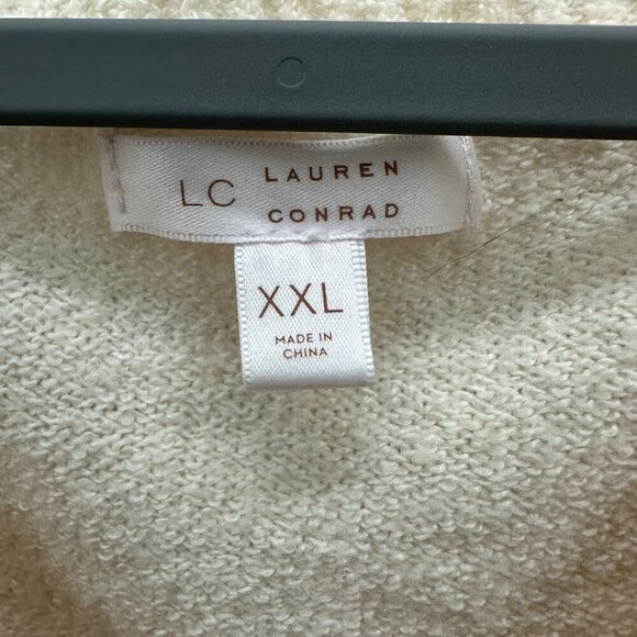 LC Lauren Conrad Cream Vneck Knit Pullover Hi Lo Hem Sweater Womens size XXL - Picture 2 of 5